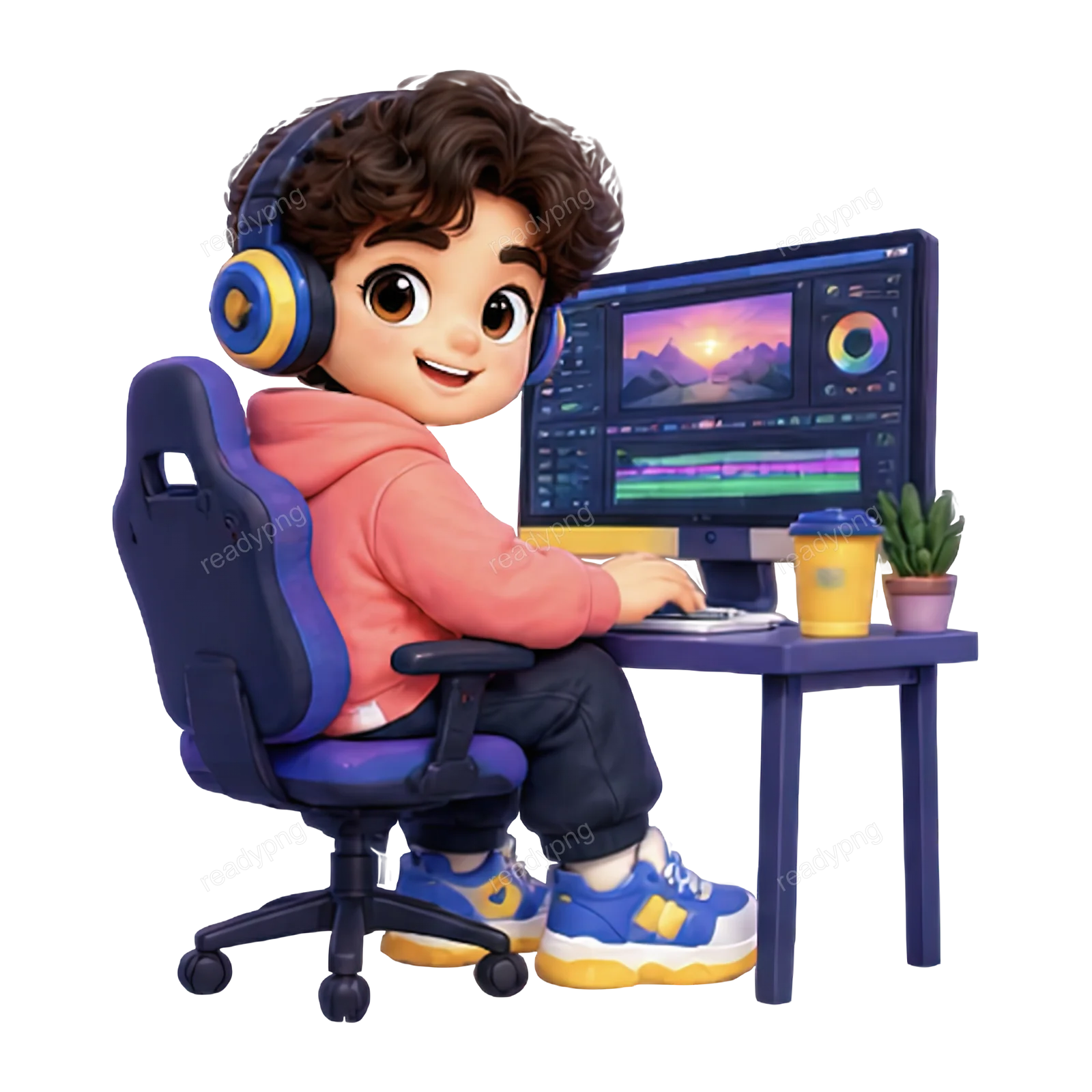 Boy Gaming at Computer