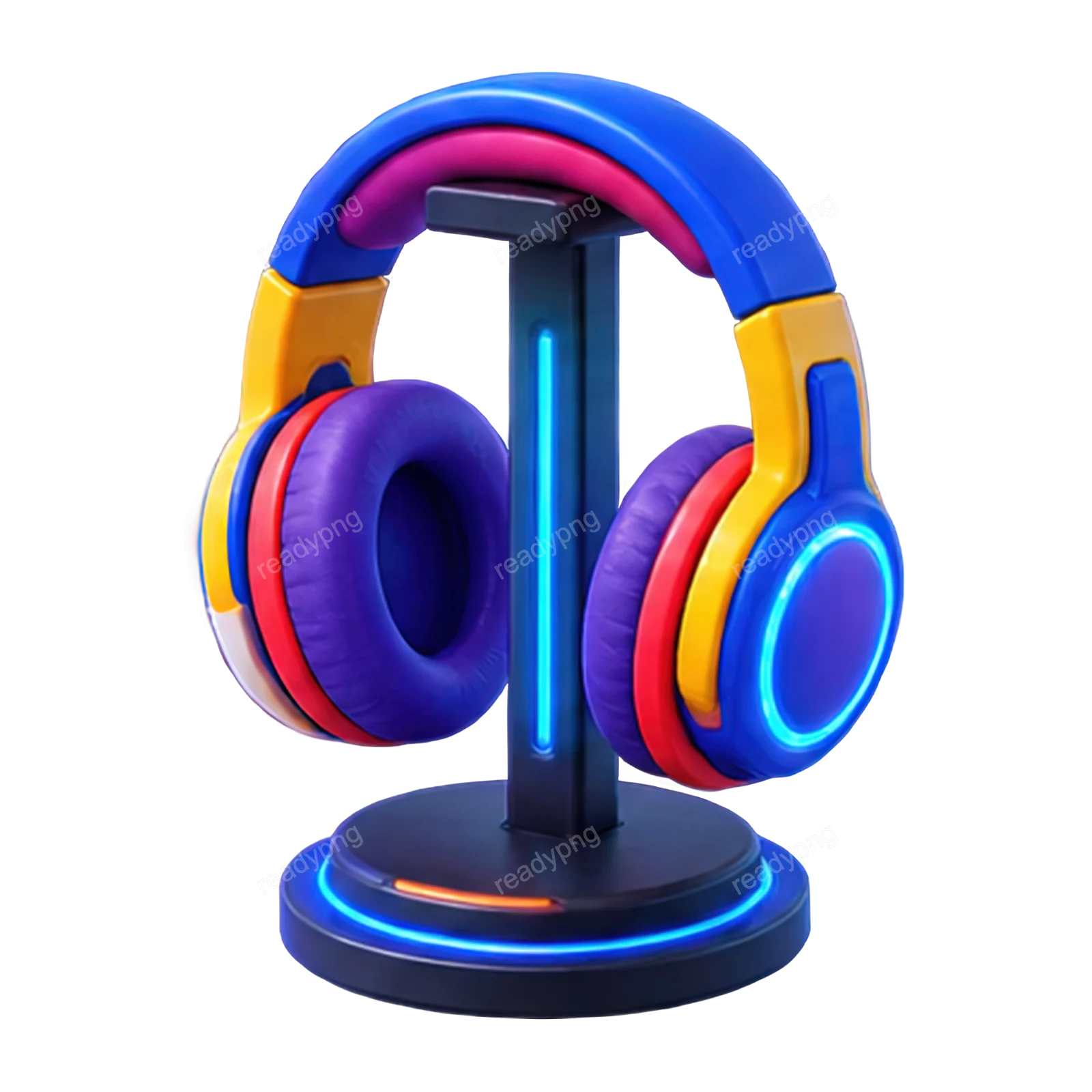 Colorful Headphones on Stand