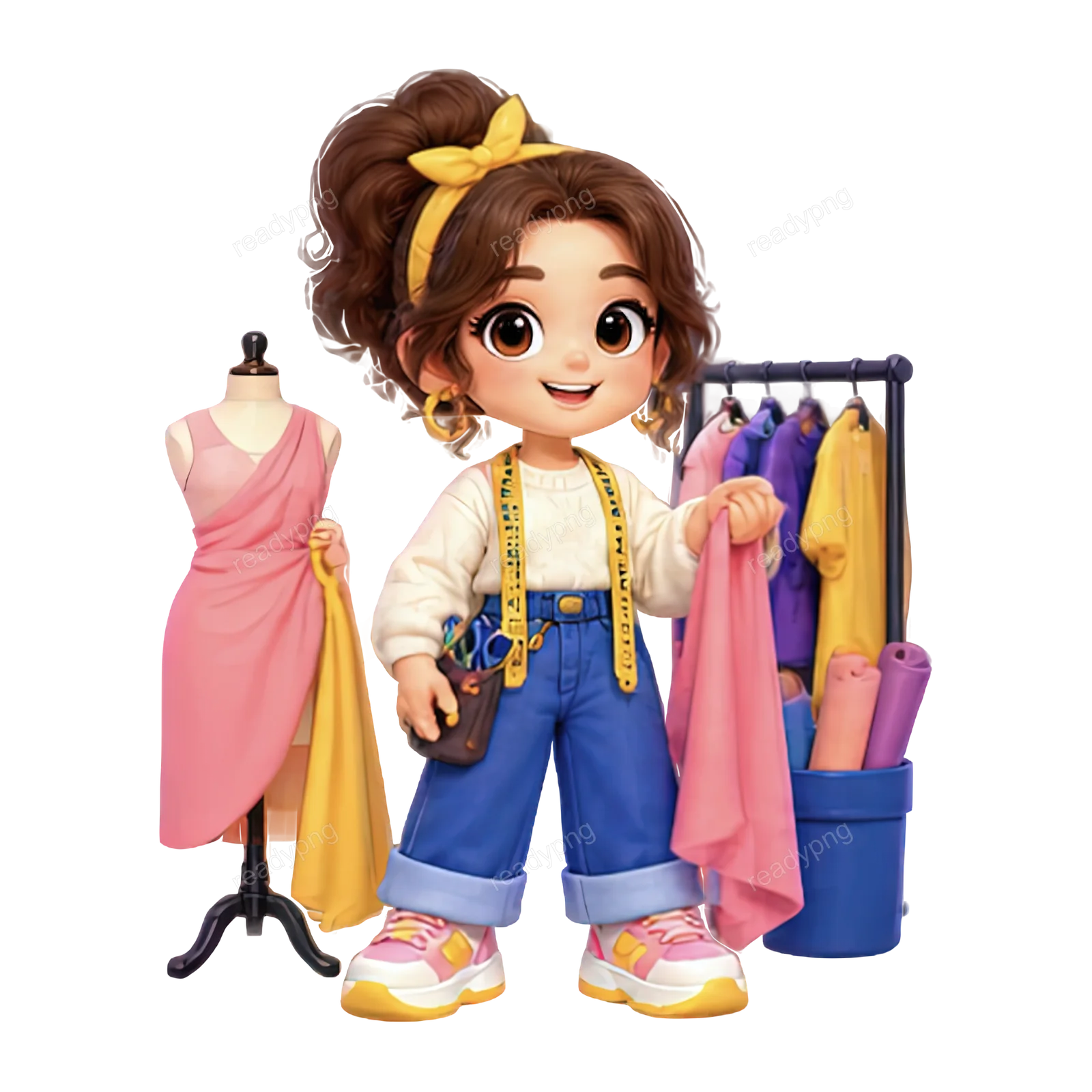 Fashion Designer with Fabrics