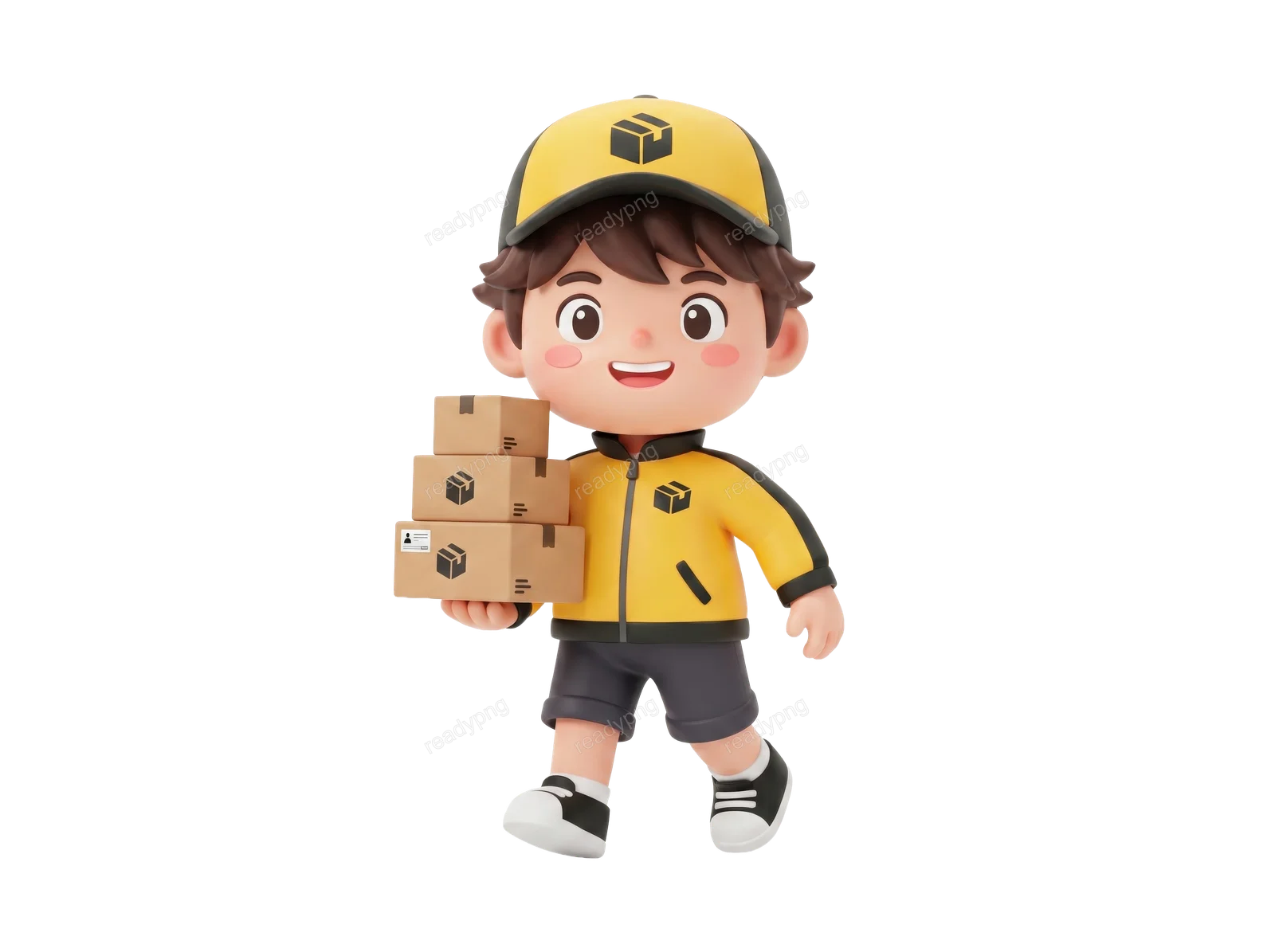 Delivery Boy with Multiple Boxes