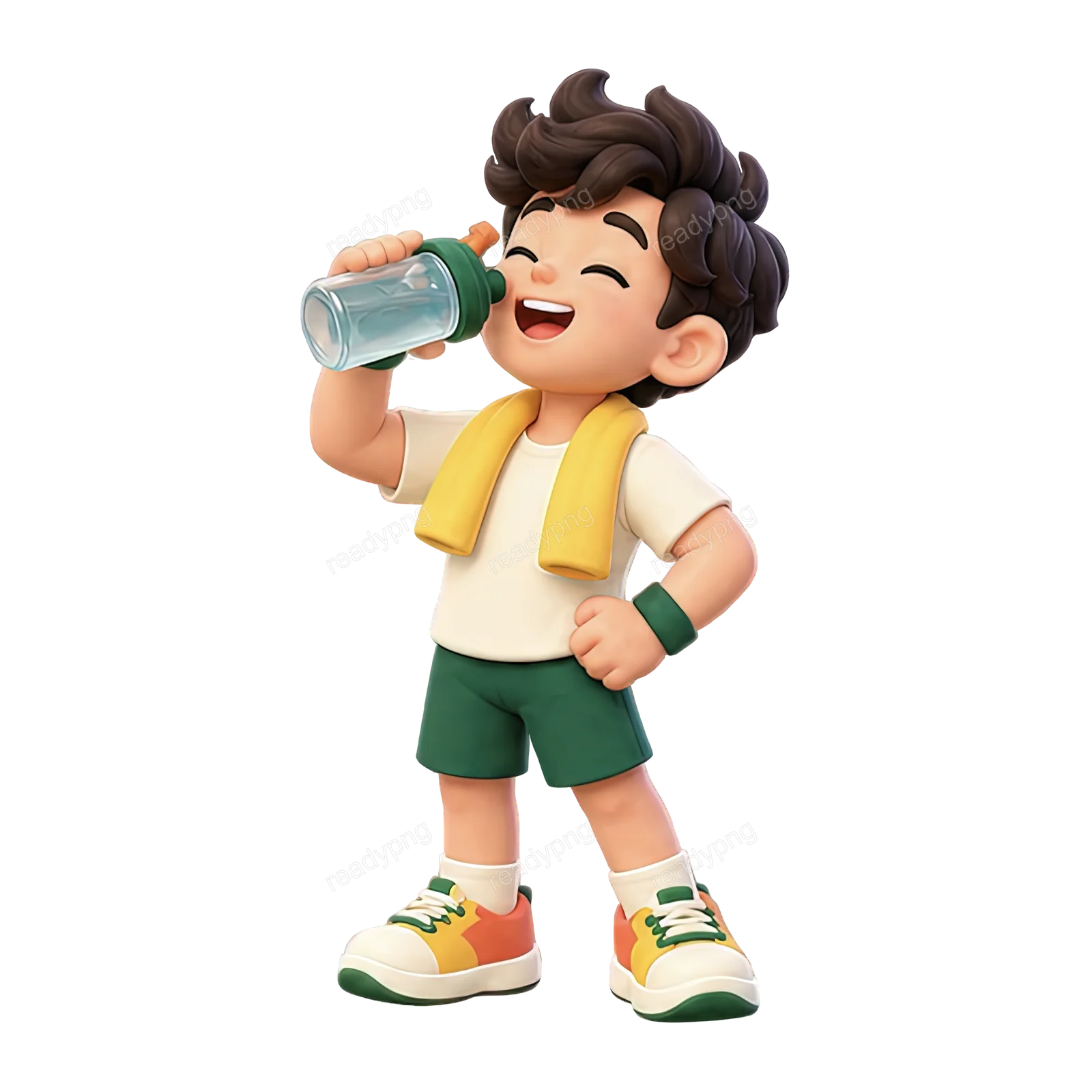 Young Athlete Drinking Water