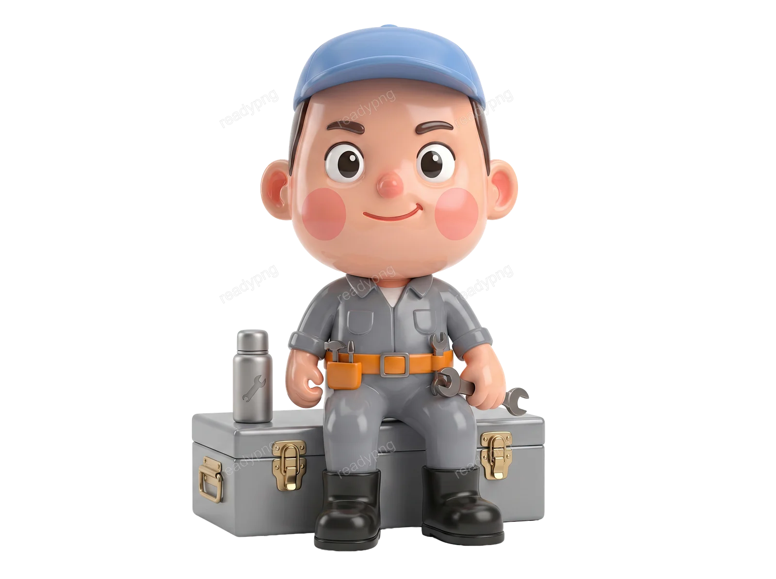 Mechanic Sitting on Toolbox