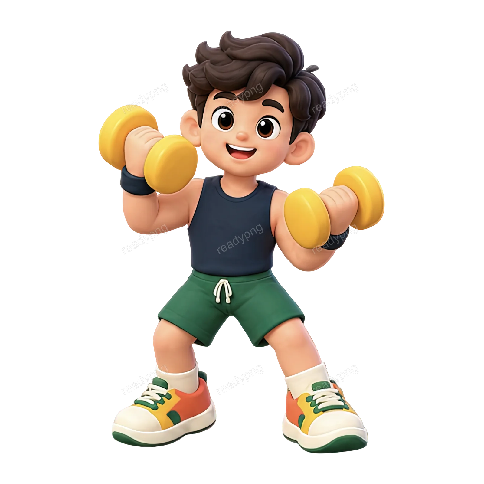 Boy Lifting Dumbbells