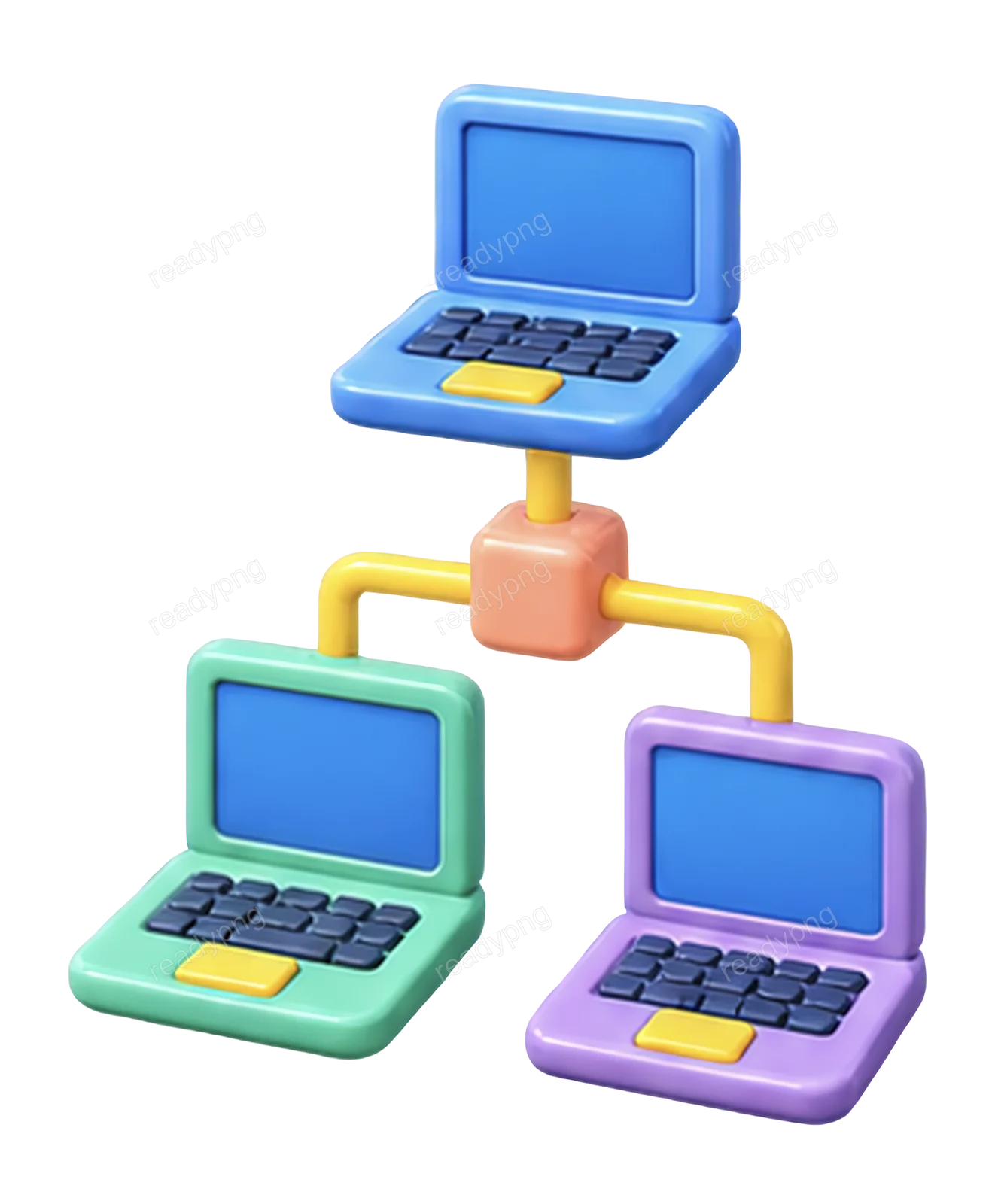 Network of Colorful Laptops