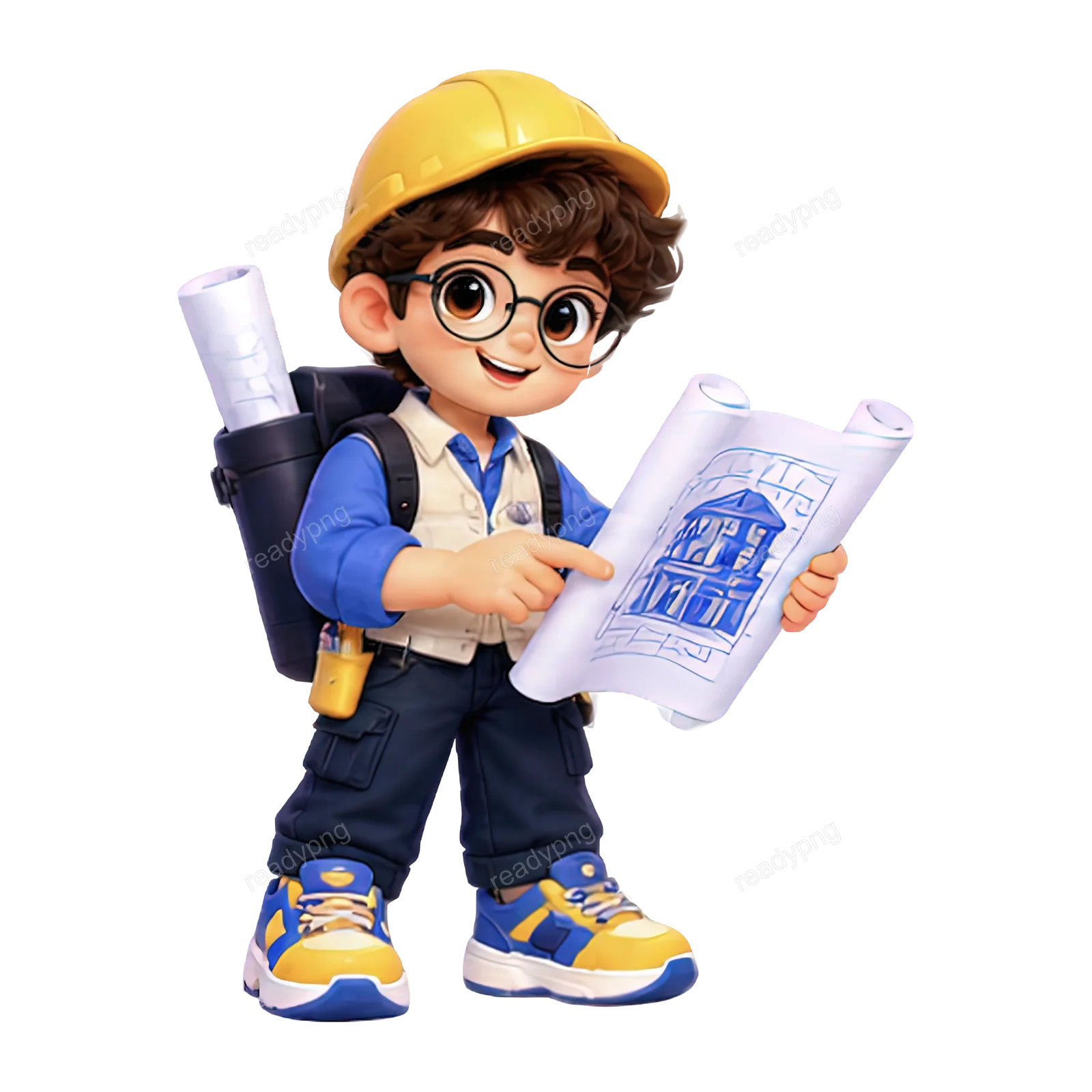 Construction Worker with Blueprint