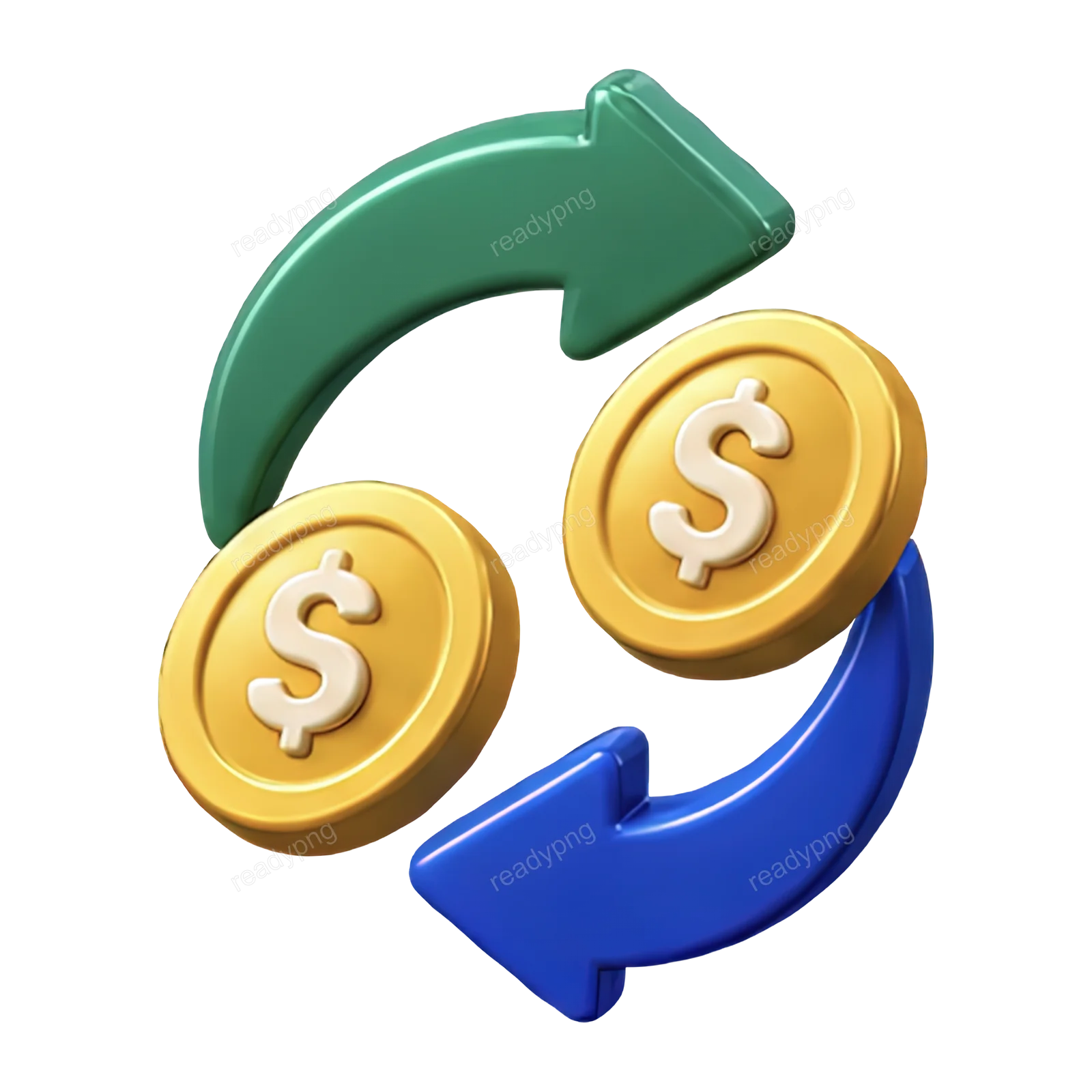 Currency Exchange Arrows and Coins