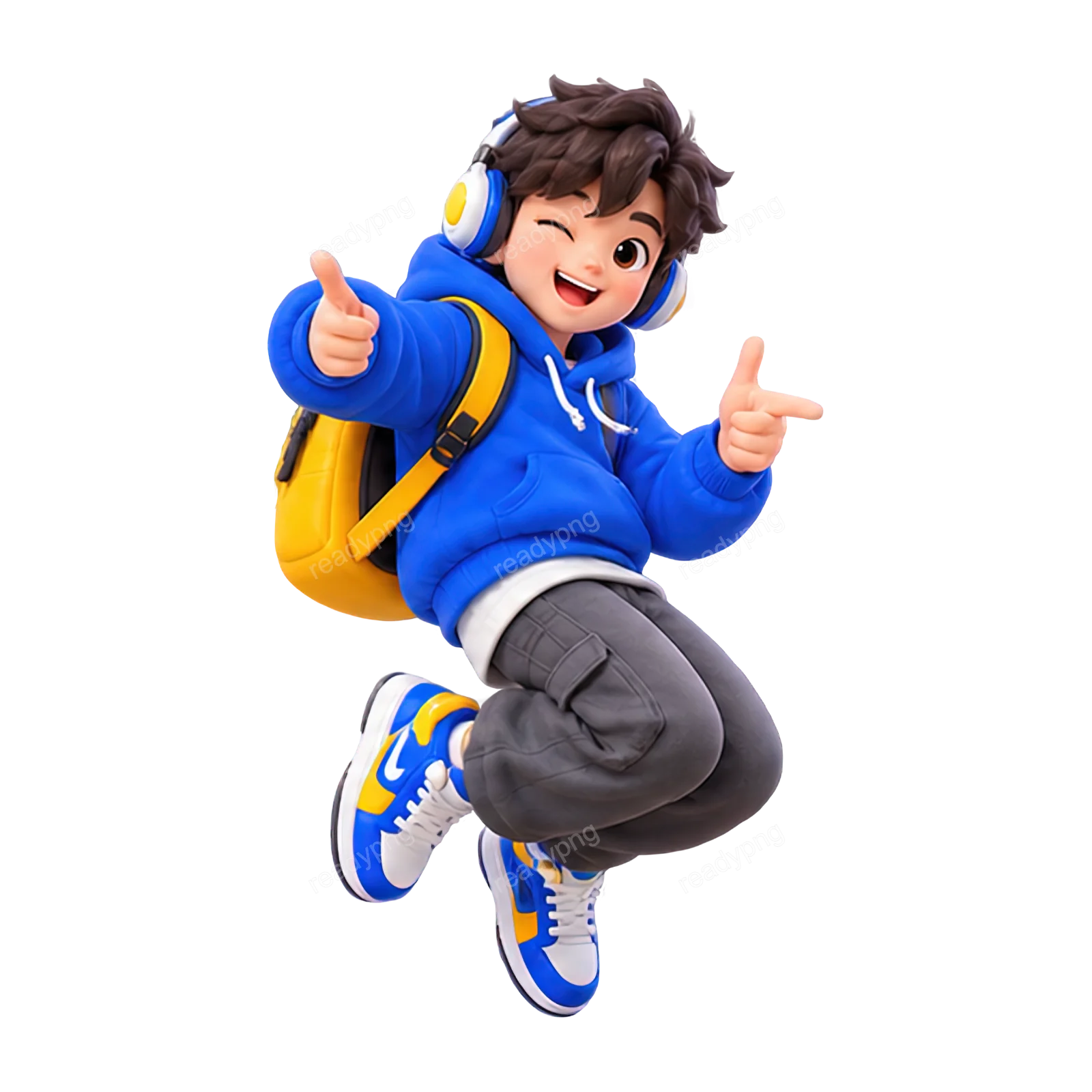 Playful Character with Headphones