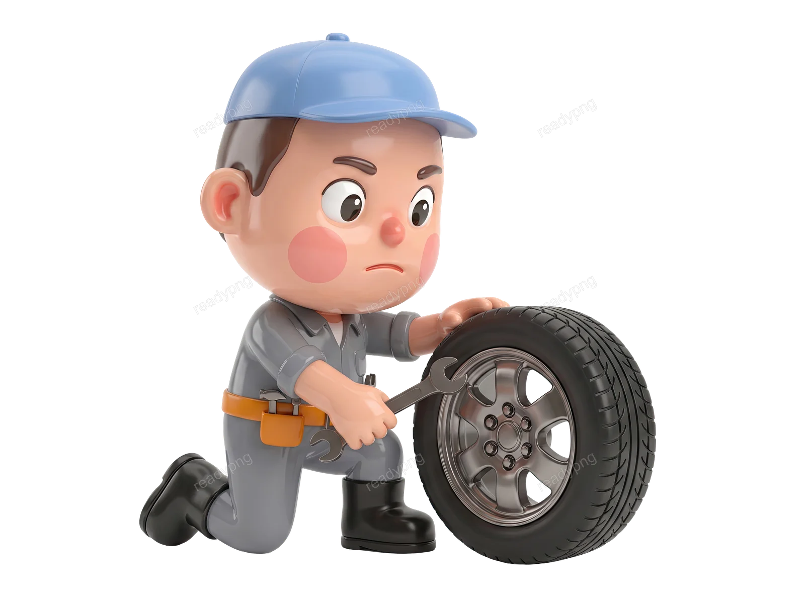 Mechanic Fixing Tire