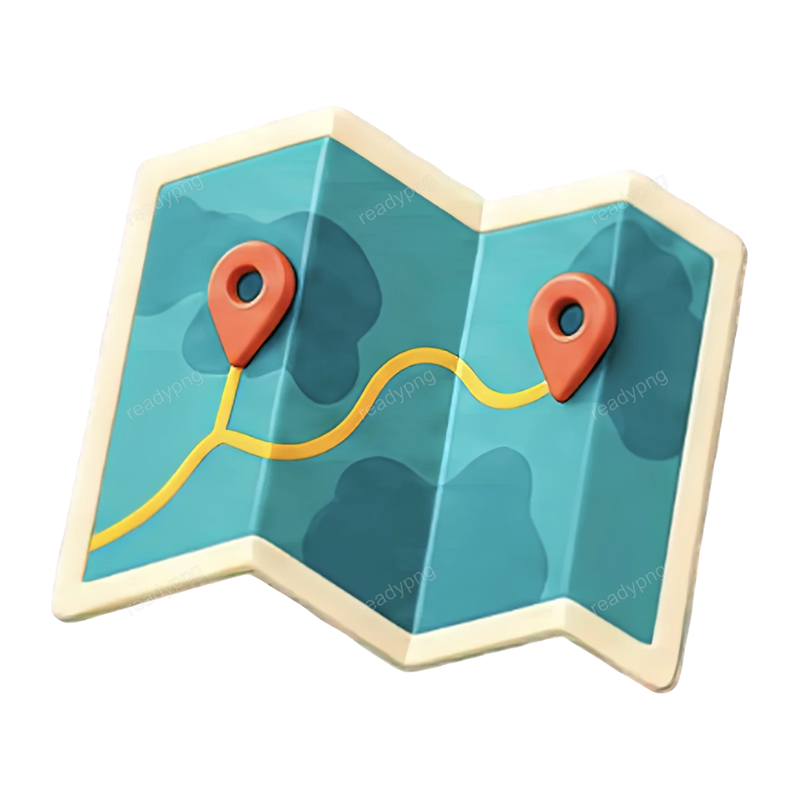 Folded Map with Location Markers