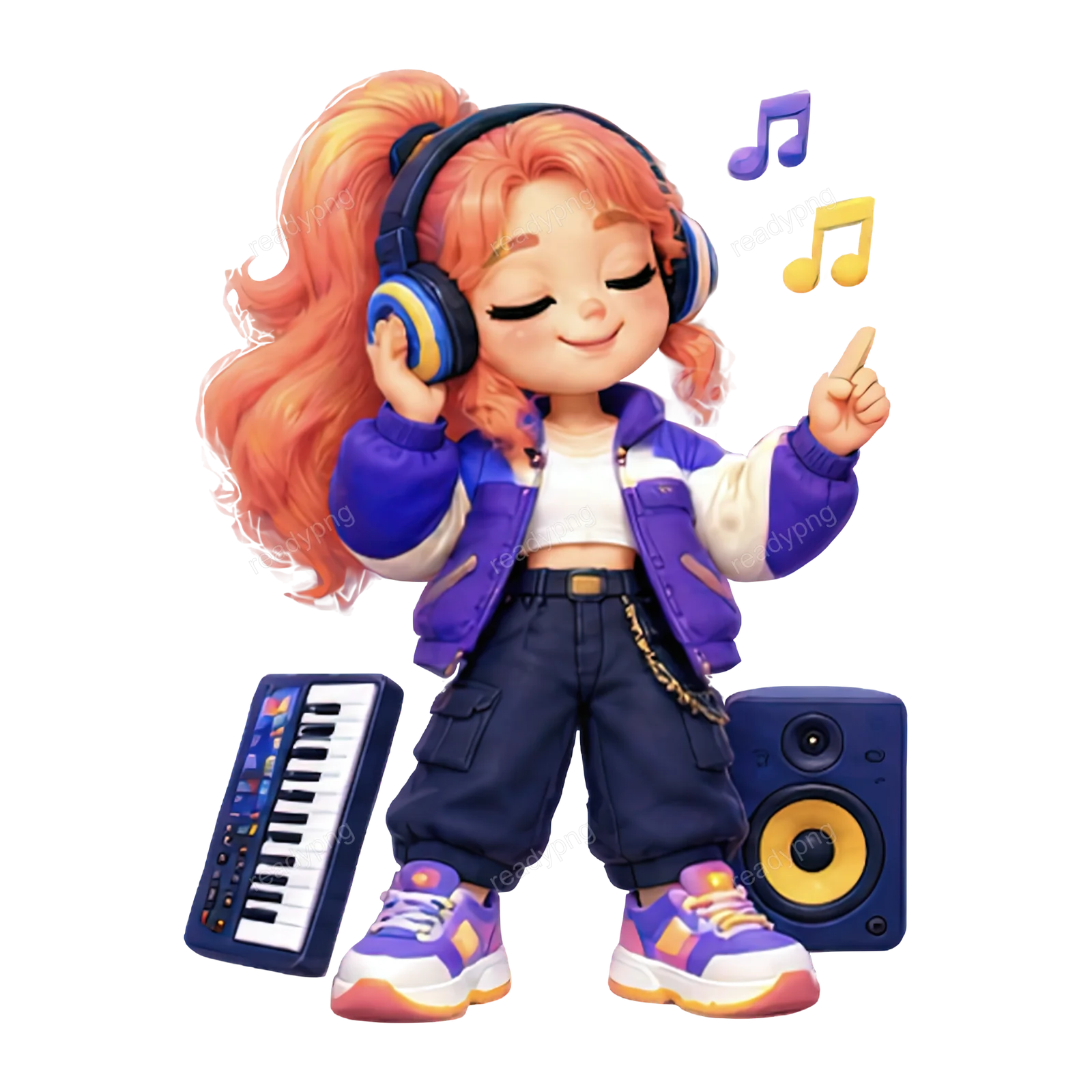 Character Enjoying Music