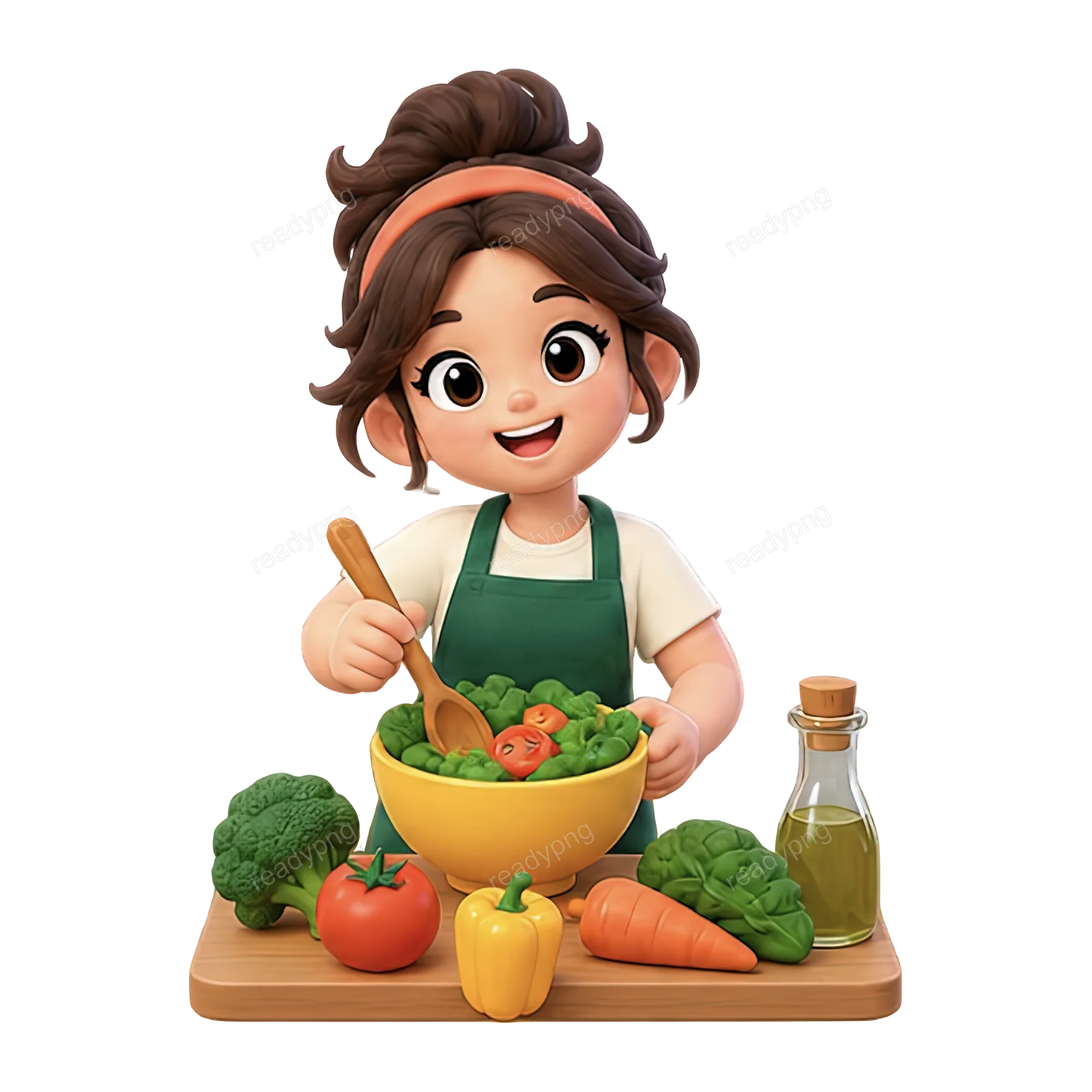 Character Preparing Salad