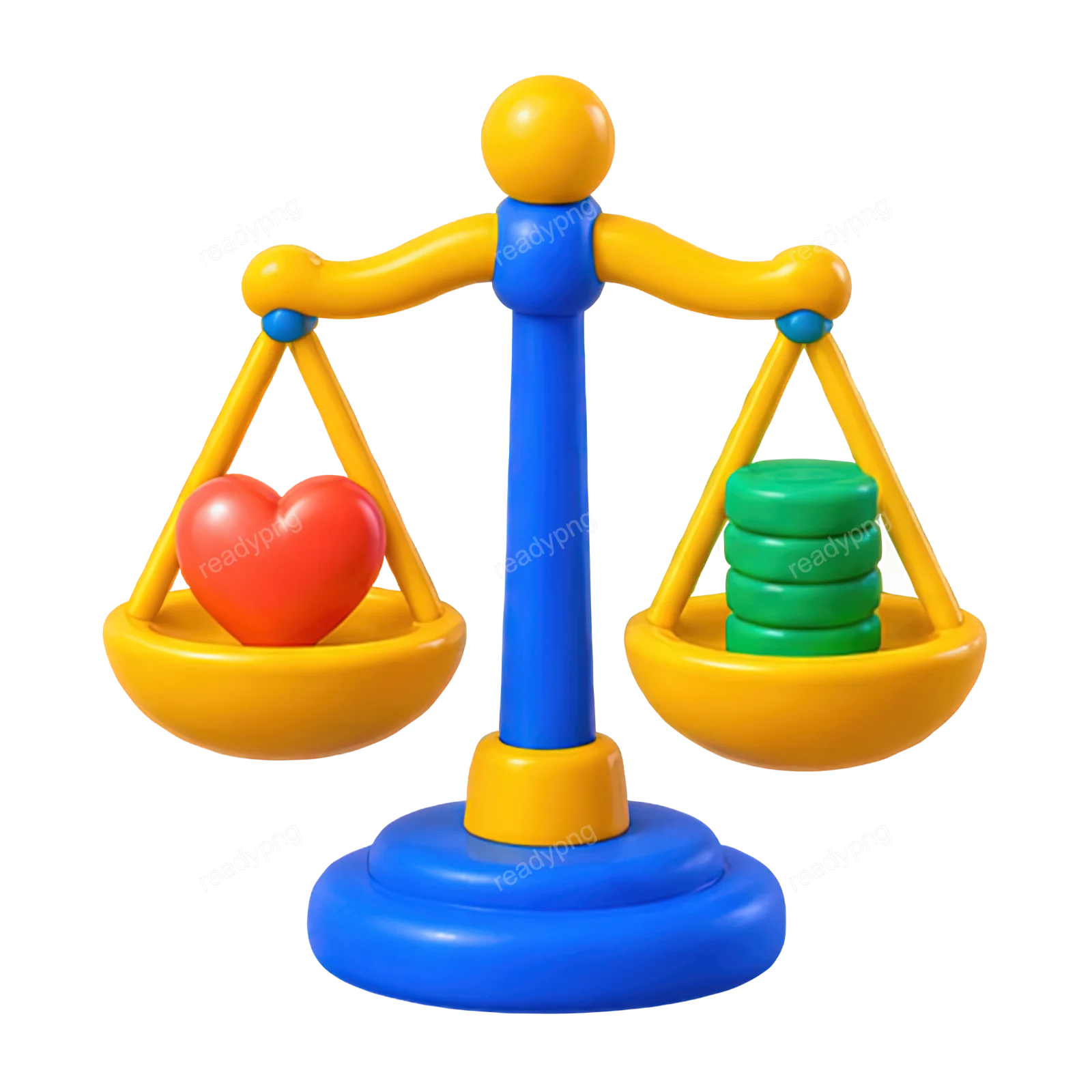 Balance Scale with Heart and Coins