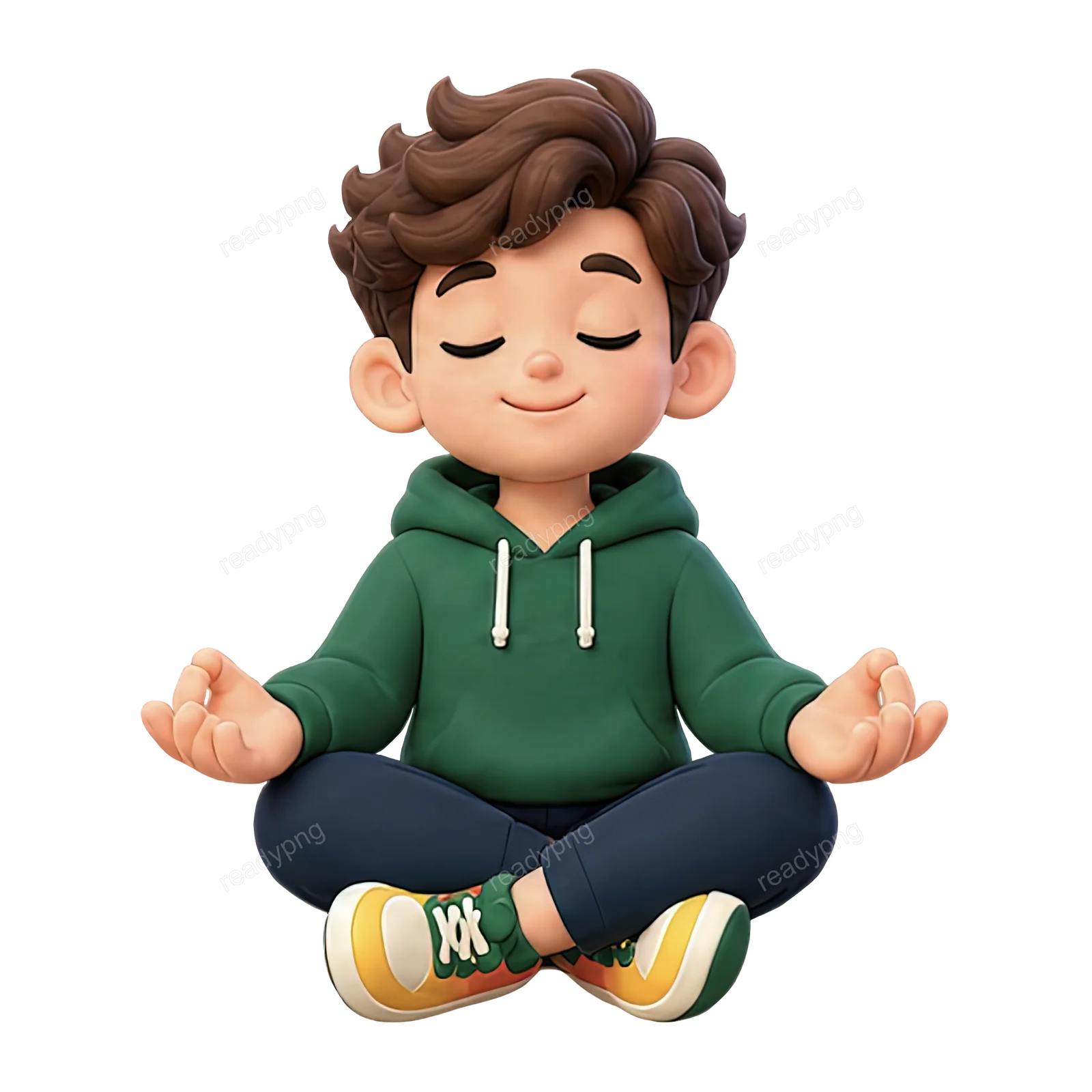 Meditating Cartoon Character