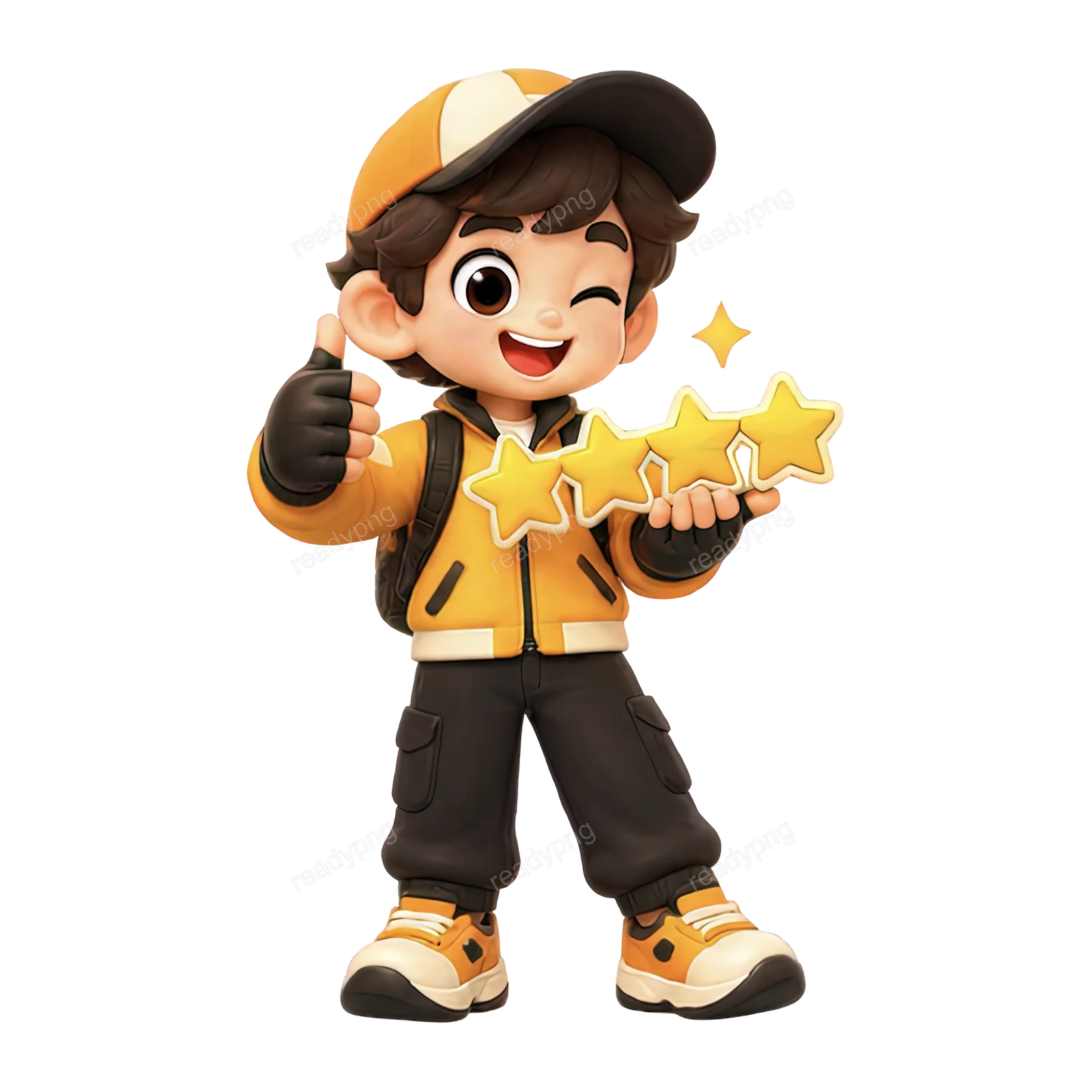 Cheerful Delivery Character with Stars