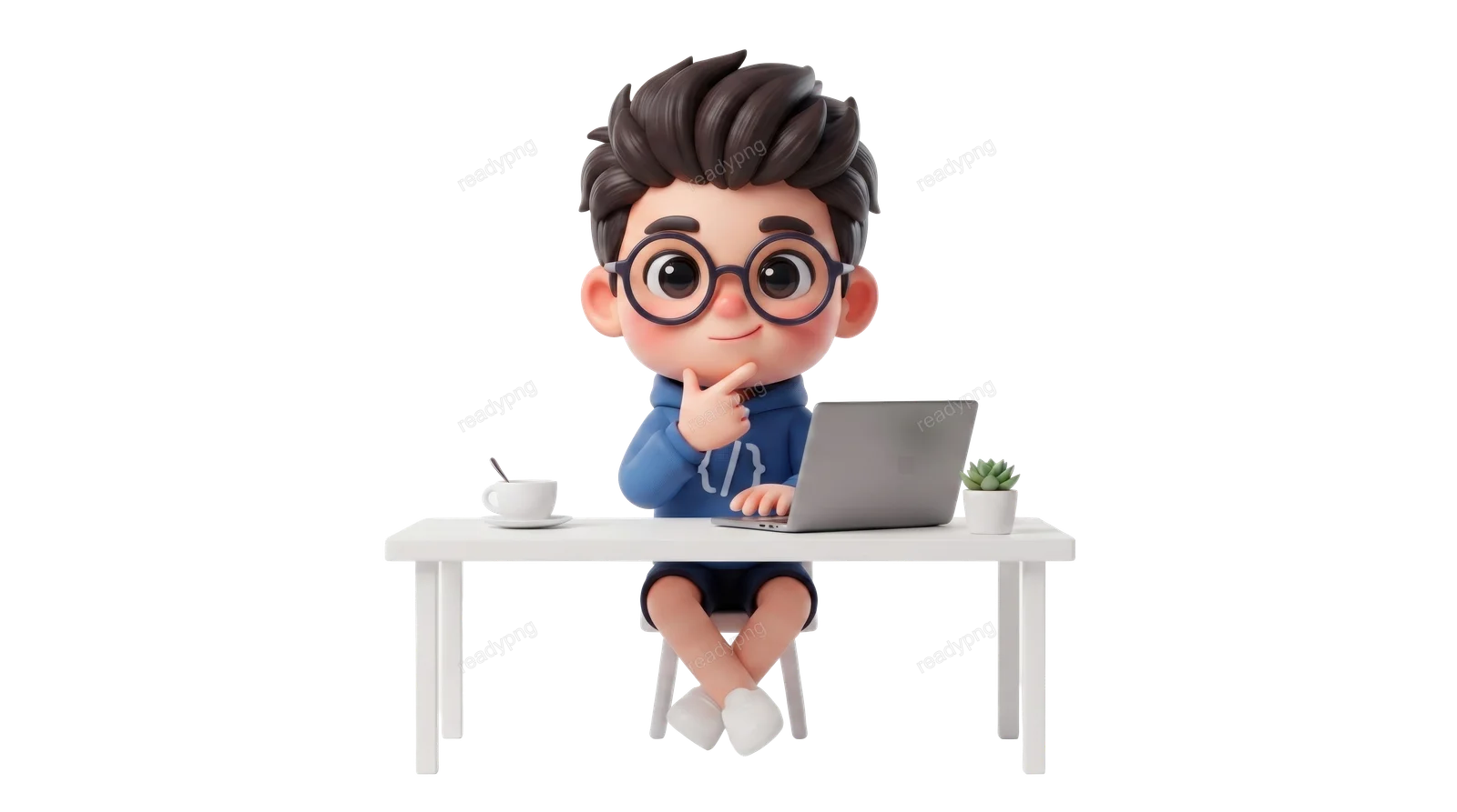 Character Thinking at Desk