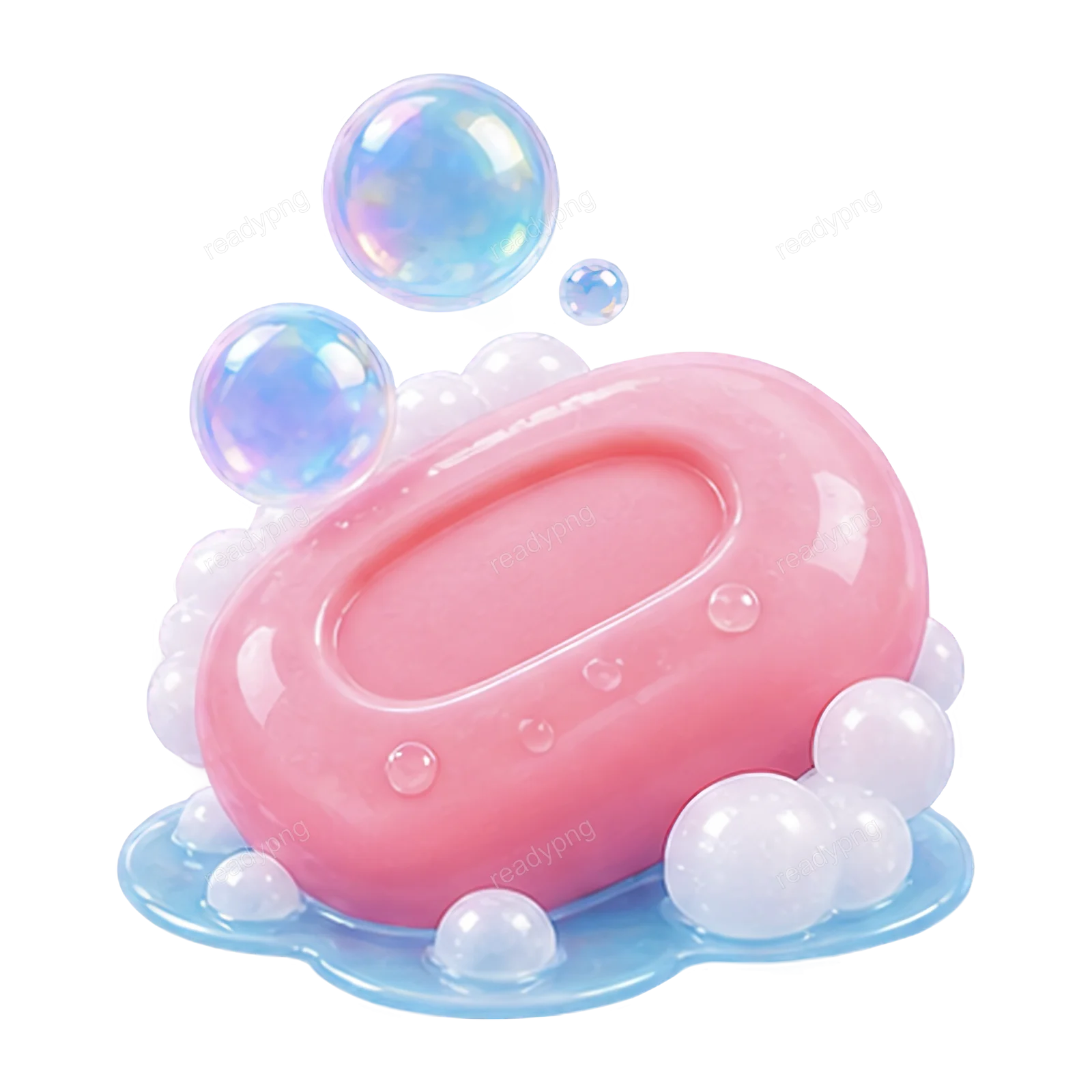 Pink Soap Bar with Bubbles