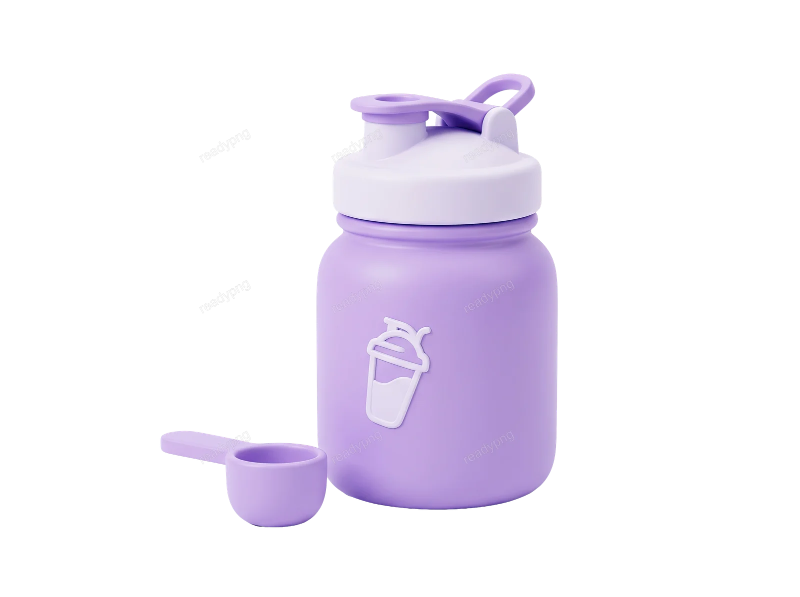Purple water bottle with scoop