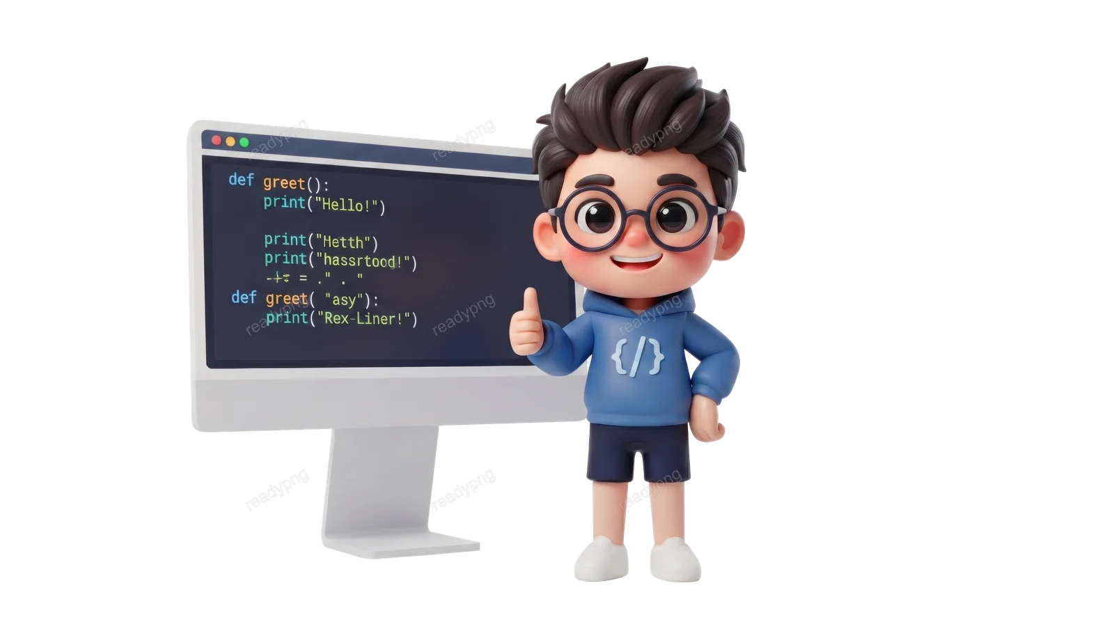 Character with Coding Screen