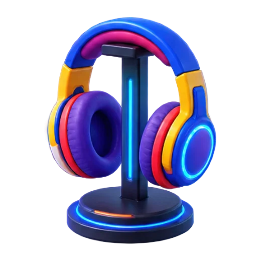 Colorful Headphones on Stand