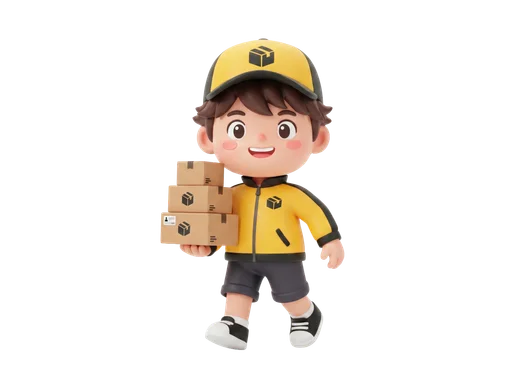 Delivery Boy with Multiple Boxes