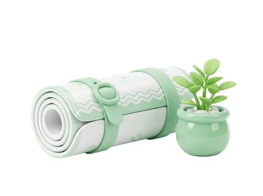 Yoga mat with plant