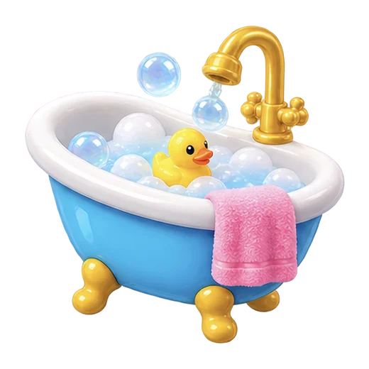 Bathtub with Duck and Bubbles