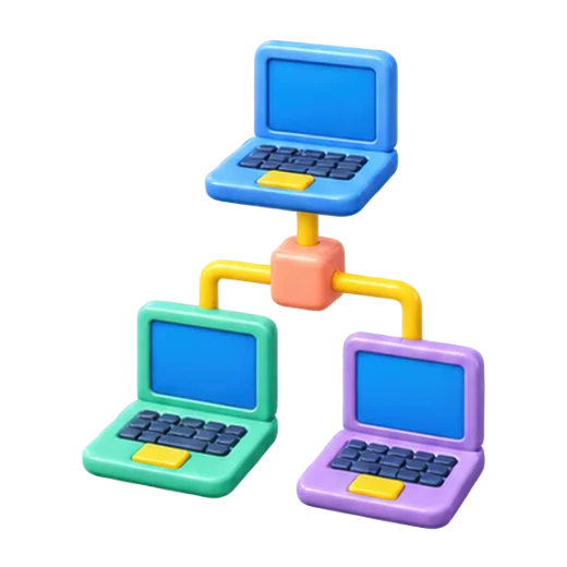 Network of Colorful Laptops