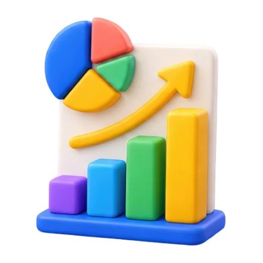 Growth chart with pie graph