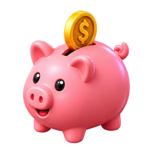 Piggy Bank with Coin