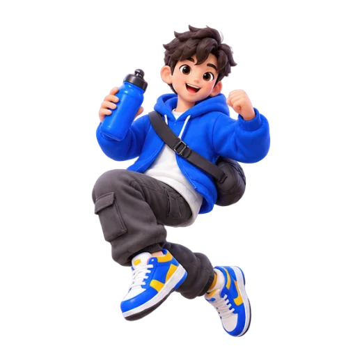 Active Boy with Water Bottle