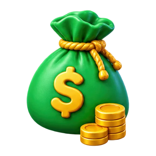 Money Bag with Coins