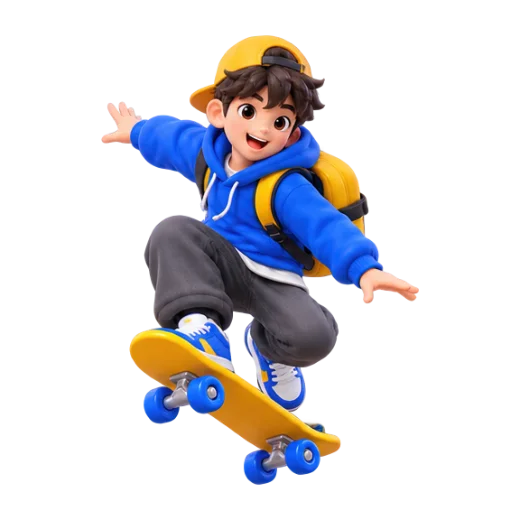 Skateboarding Kid Character