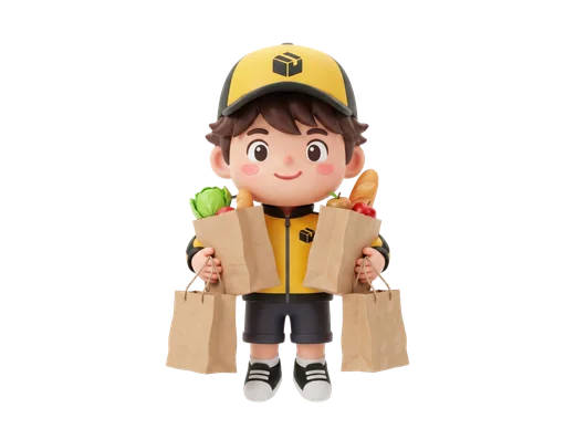 Delivery Boy with Groceries