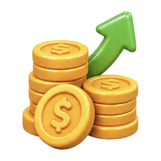 Coins with Growth Arrow