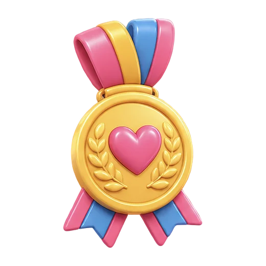 Medal with Heart and Ribbons