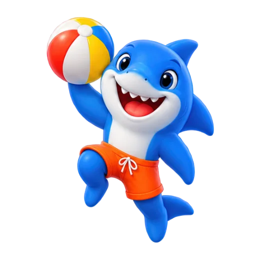 Shark Character with Beach Ball