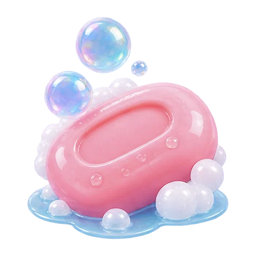 Pink Soap Bar with Bubbles