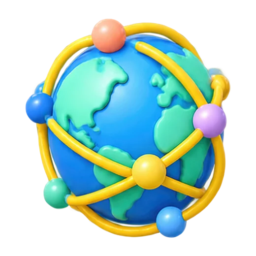 Globe with Colorful Orbits