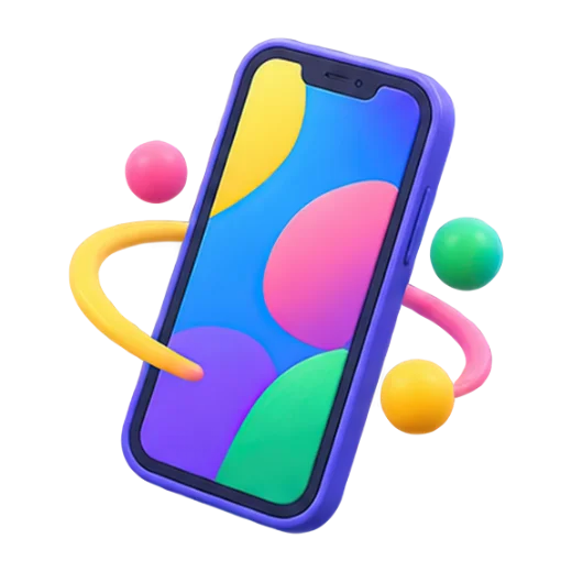 Smartphone with colorful orbits